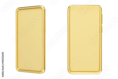 Obraz na płótnie Golden smartphone mockup, 3d rendering w salonie