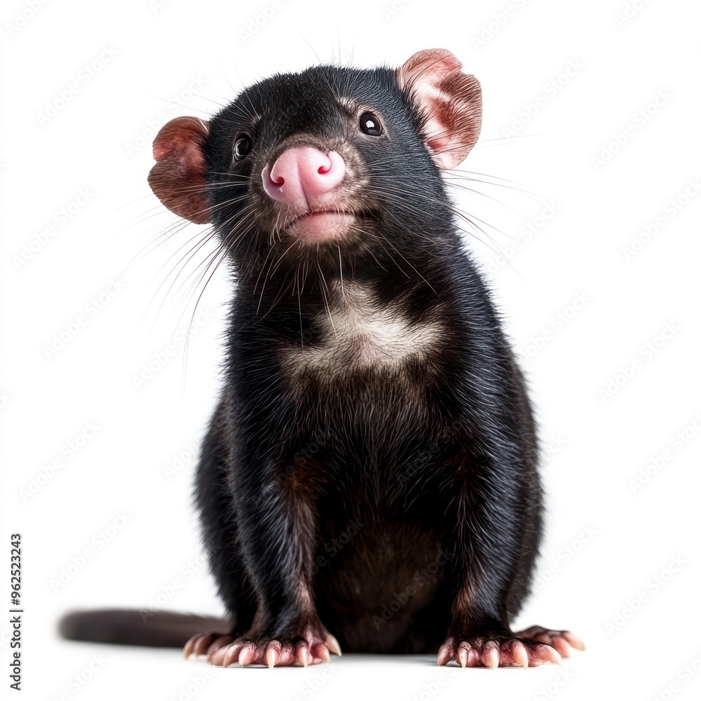 Close-up of a Tasmanian Devil Sitting on a White Background Close-up of a Tasmanian Devil Sitting on a White Background