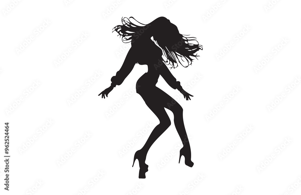 a girl dancing of silhouette vector illustration a girl dancing of silhouette vector illustration