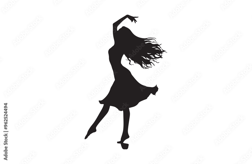 a girl dancing of silhouette vector illustration a girl dancing of silhouette vector illustration