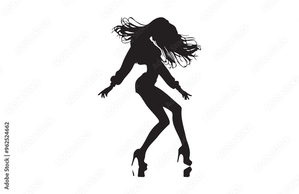 Obraz premium a girl dancing of silhouette vector illustration