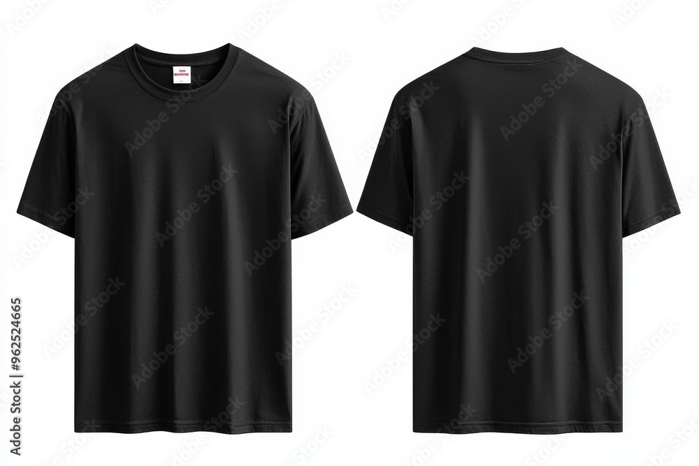 Black Tshirt Mockup Front and Back Isolated created with Generative AI