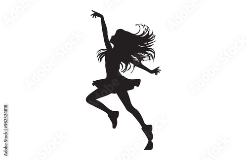 a girl dancing of silhouette vector illustration