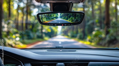 Inside View of Car's Rearview Mirror photo