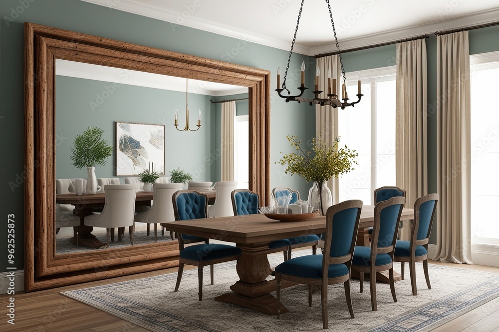 Fototapeta premium Rustic Classic Dining Room 3D Model for Stylish Home Decor