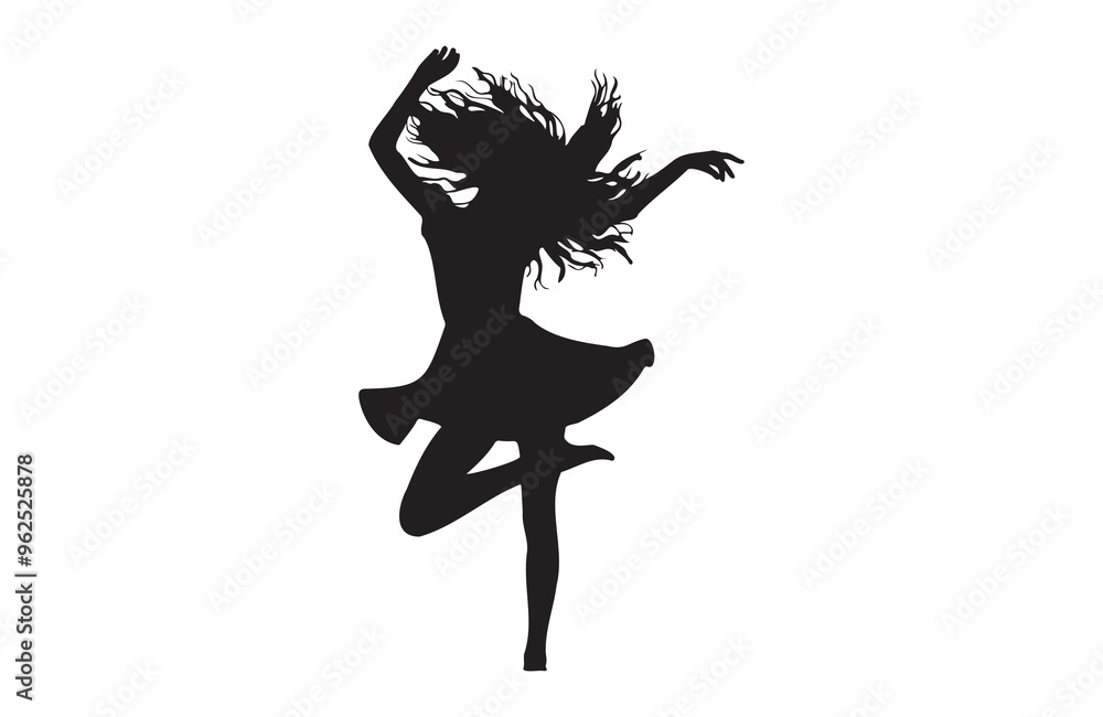 a girl dancing of silhouette vector illustration a girl dancing of silhouette vector illustration