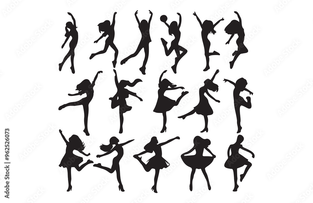 a girl dancing of silhouette vector illustration a girl dancing of silhouette vector illustration