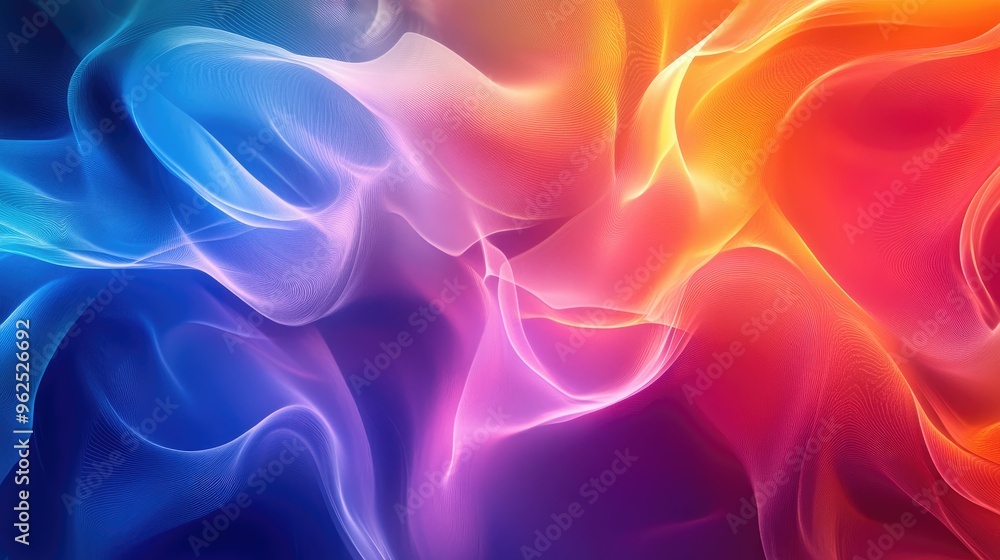Fototapeta premium Abstract background with flowing blue, pink, and orange colors.