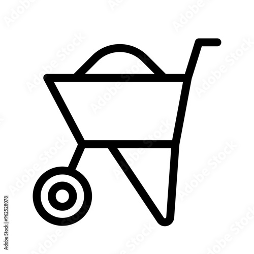 wheelbarrow, labor and constructions line icon set vector