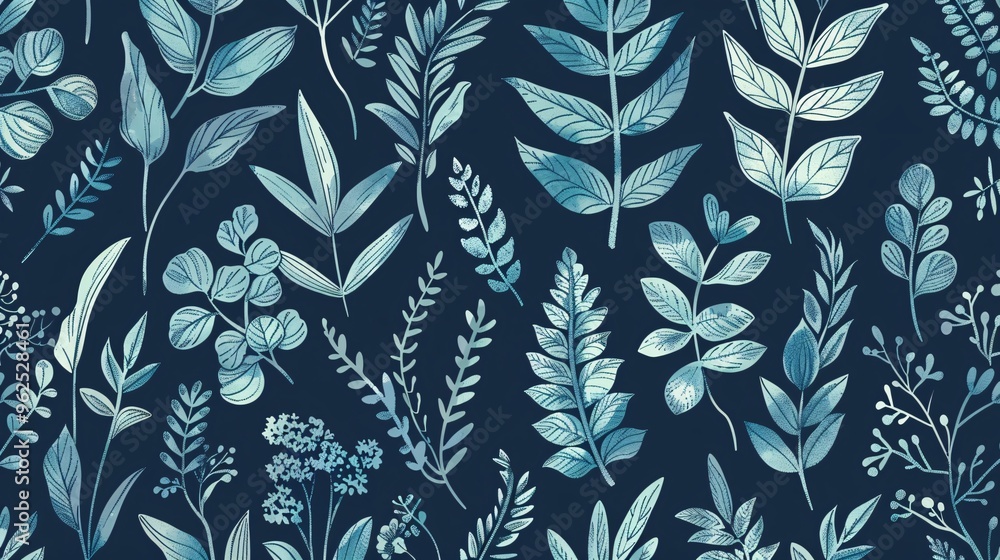 Fototapeta premium 122. Detailed seamless pattern with adorable botanical doodles, hand-drawn in a vector style, ideal for creating lovely and whimsical designs for various applications like wallpaper and textiles