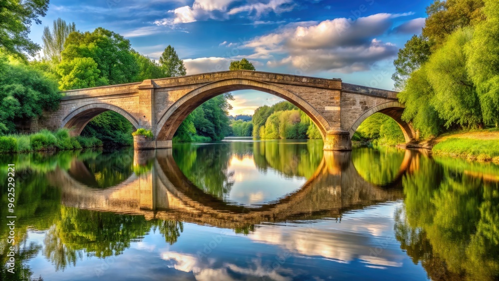 A beautiful arched bridge stretching over a peaceful river, bridge, architecture, water, crossing, connection A beautiful arched bridge stretching over a peaceful river, bridge, architecture, water, crossing, connection