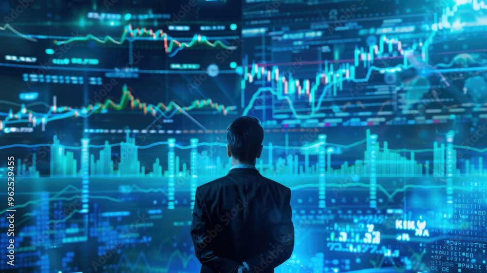 Finance trade manager analyzing stock market indicators, financial data, and charts using digital AI for optimal investment strategies.
Finance trade manager analyzing stock market indicators, financial data, and charts using digital AI for optimal investment strategies.
