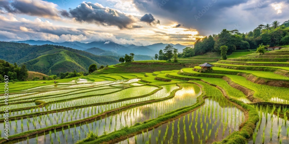 Rice field at Mae Cham Chiangmai Northern Thailand , agriculture, landscape, countryside, paddy, farming, Asia, scenic Rice field at Mae Cham Chiangmai Northern Thailand , agriculture, landscape, countryside, paddy, farming, Asia, scenic