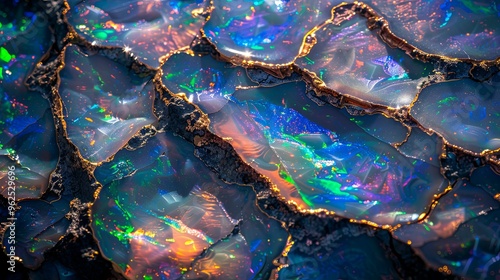 A Close-Up View of a Multicolored Opal Stone photo