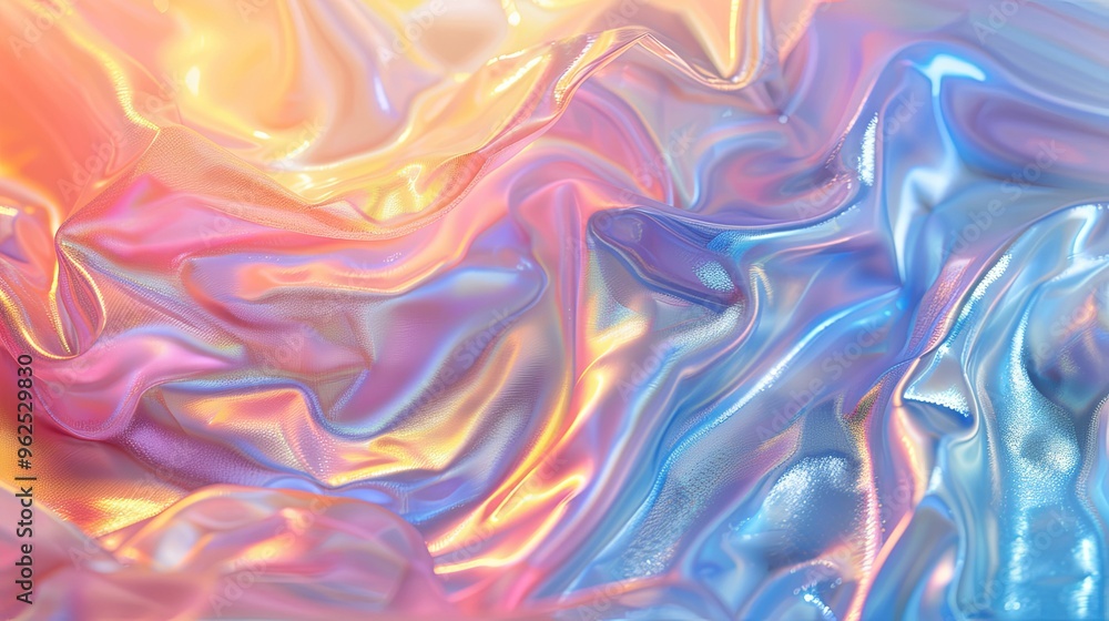 Fototapeta premium Abstract Holographic Fabric with Wavy Texture