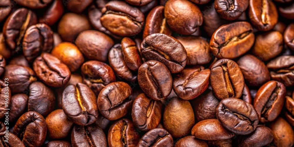 Fototapeta premium Close-up of roasted coffee beans with rich colors and textures , coffee, beans, background, texture, brown, caffeine, aroma, close-up