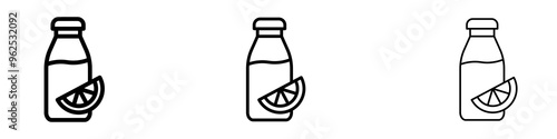 Juice bottle liner icon vector set.