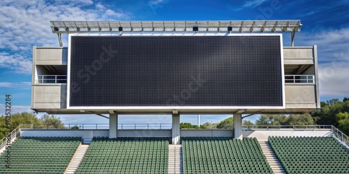 Empty electronic scoreboard display at stadium roof, stadium, electronic, scoreboard, display, empty, roof, chroma key, night