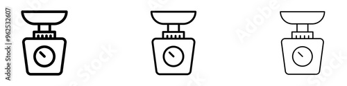 Kitchen scales liner icon vector set.