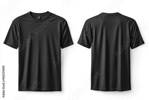 Black Tshirt Mockup Front and Back Isolated created with Generative AI