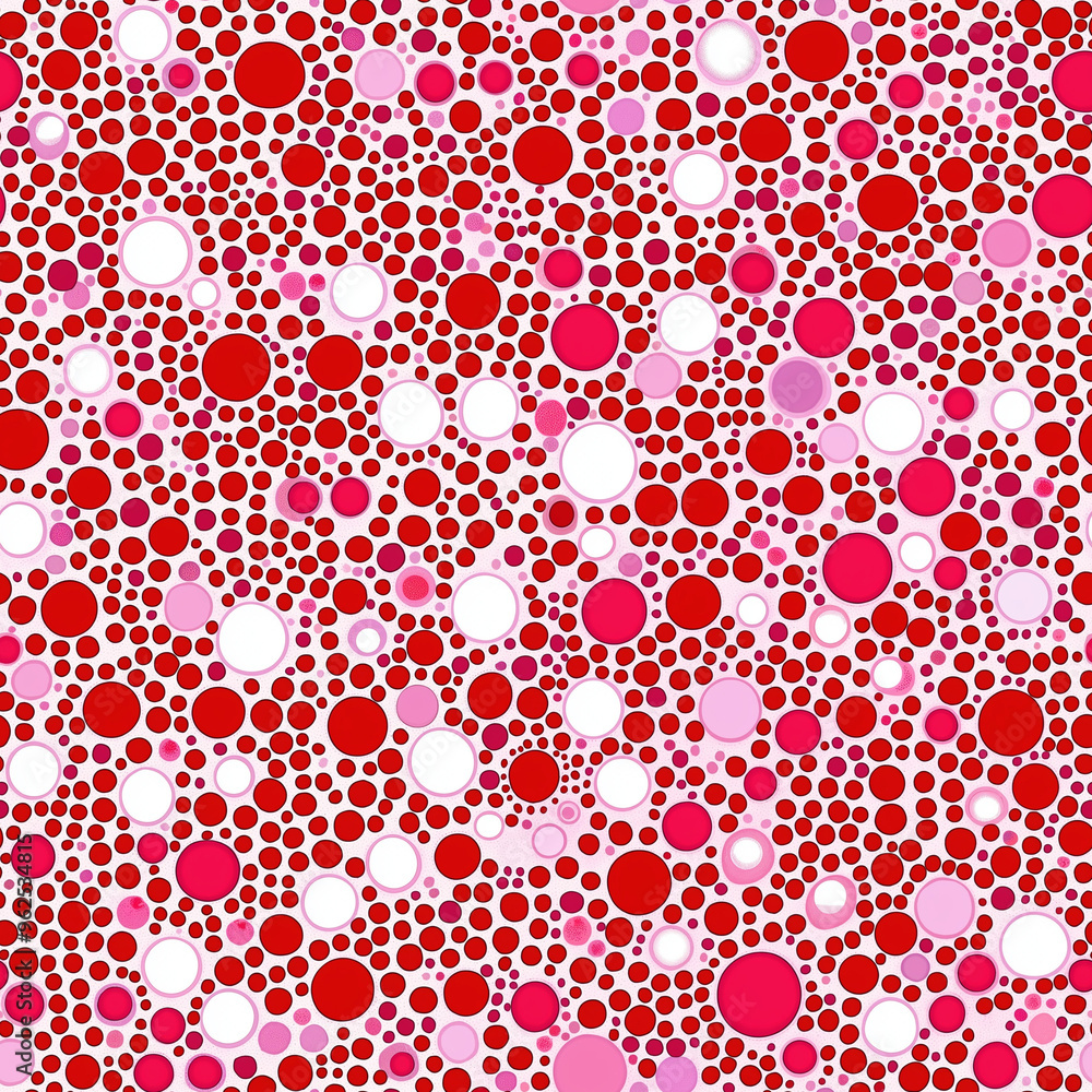Pop art polka dot abstract background with circles, colors of red, pink and white. Seamless pattern Pop art polka dot abstract background with circles, colors of red, pink and white. Seamless pattern
