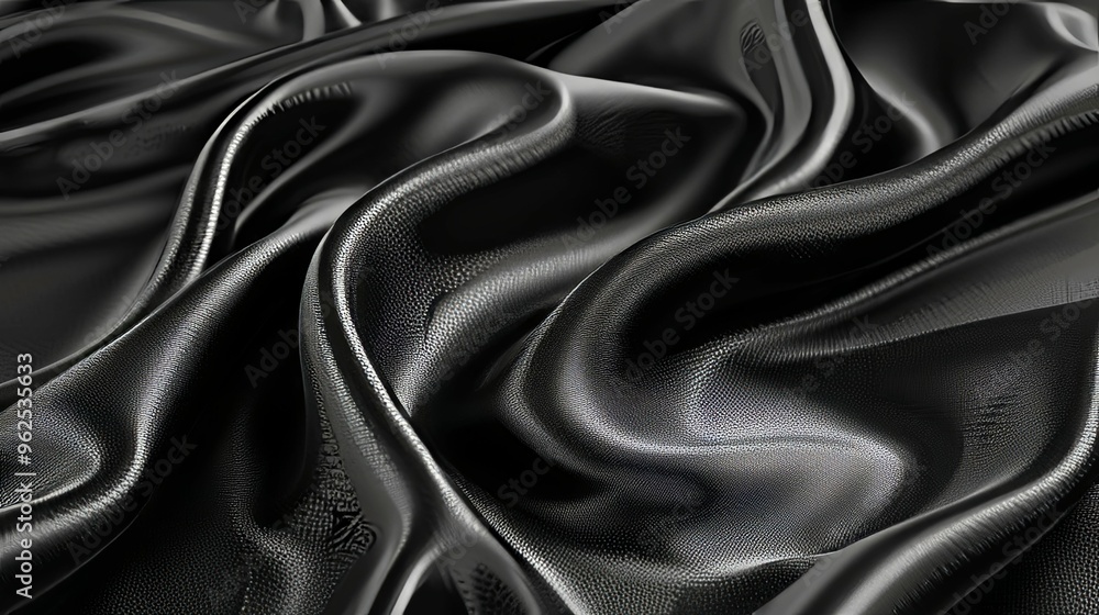 Obraz premium Smooth Black Fabric Draped in Elegant Waves