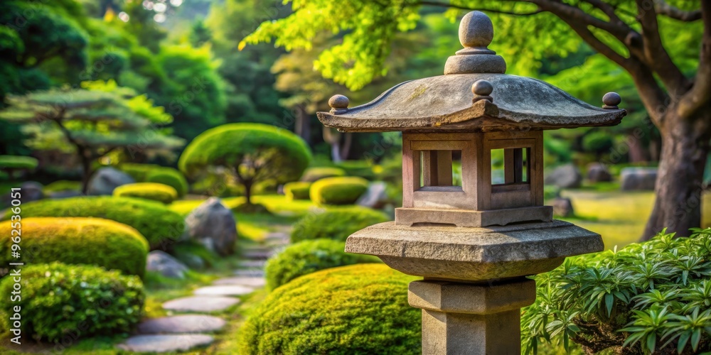 Japanese stone lamp standing in a traditional garden setting, Japanese, stone, lamp, garden, traditional, Asian, lantern, sculpture Japanese stone lamp standing in a traditional garden setting, Japanese, stone, lamp, garden, traditional, Asian, lantern, sculpture