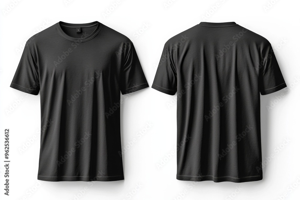 Black Tshirt Mockup Front and Back Isolated created with Generative AI Black Tshirt Mockup Front and Back Isolated created with Generative AI