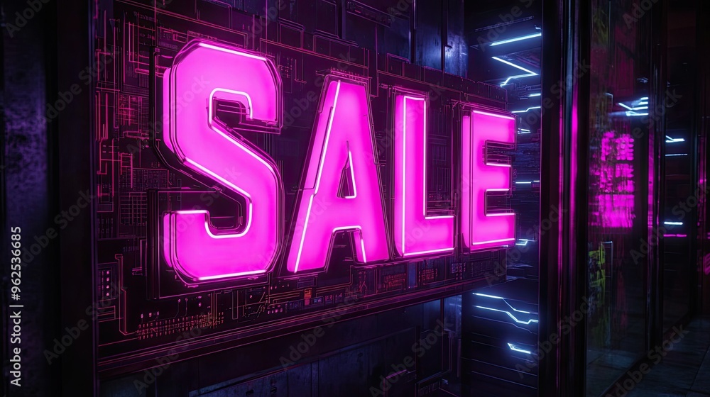 Sale Banner with Glowing Neon Text and Vibrant Design Sale Banner with Glowing Neon Text and Vibrant Design
