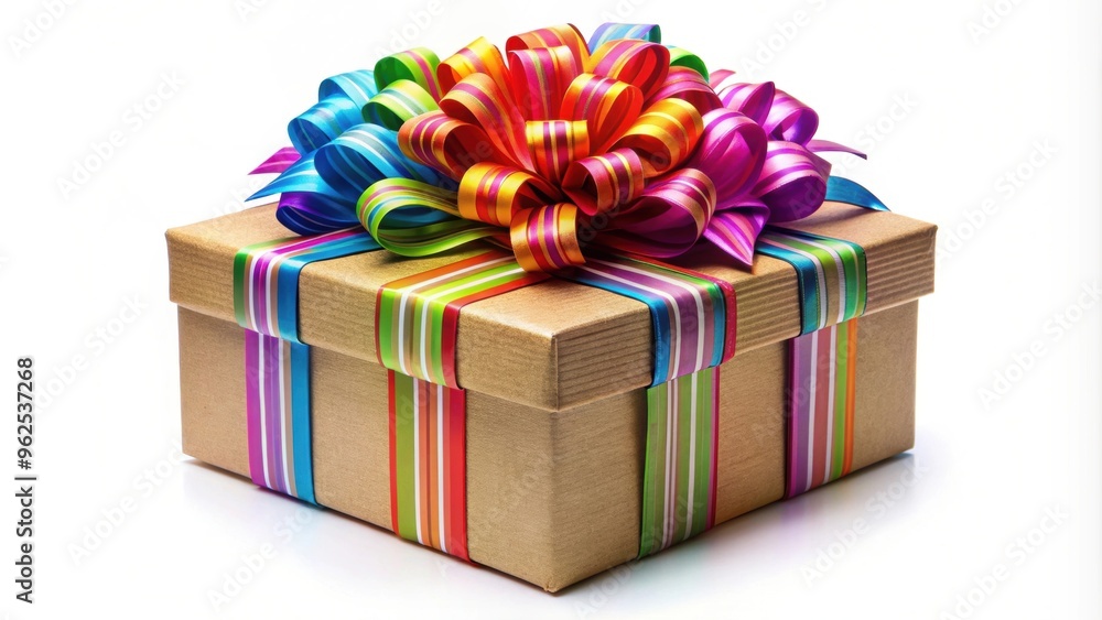 Fototapeta premium A large gift box filled with colorful ribbons and bows, gift, present, surprise, celebration, birthday, holiday, festive