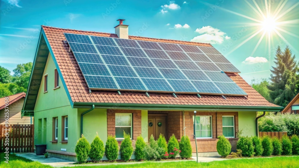 House with solar panels providing sustainable energy, solar panels, eco-friendly House with solar panels providing sustainable energy, solar panels, eco-friendly