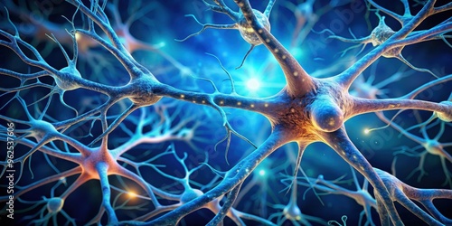 Branch-like neural projection , neuron, brain, connectivity, synapse, nerve cell, axon photo