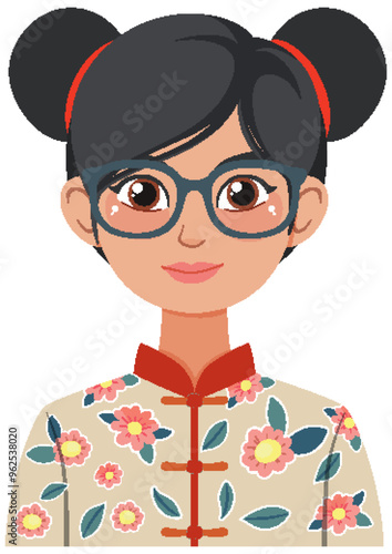 Woman in Traditional Floral Costume