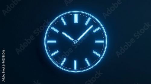 Wallpaper Mural Neon blue clock on a dark background, depicting time in a vibrant modern design. Torontodigital.ca