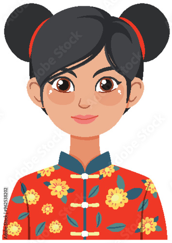 Woman in Traditional Floral Costume