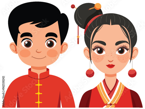 Traditional Chinese Couple Illustration