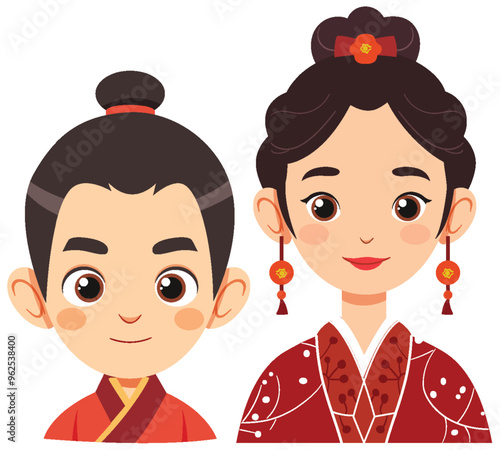 Traditional Chinese Couple Illustration