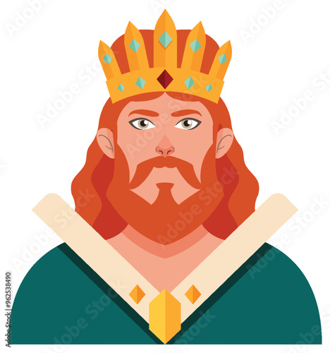 Regal King with Crown Illustration