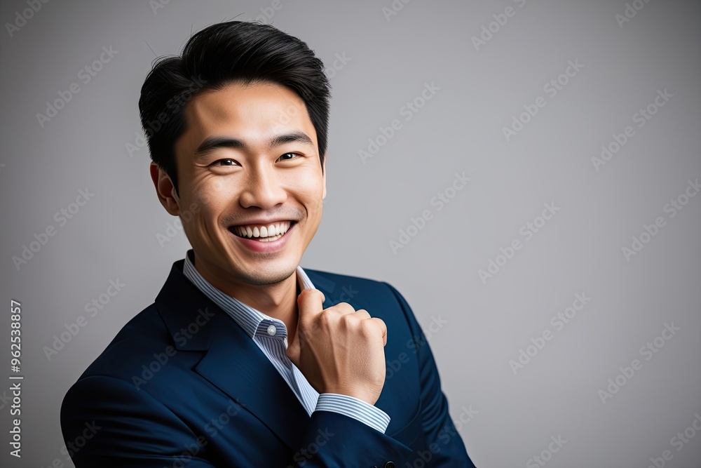 Charismatic Young Asian Man Radiating Joy with Bright Smile Charismatic Young Asian Man Radiating Joy with Bright Smile