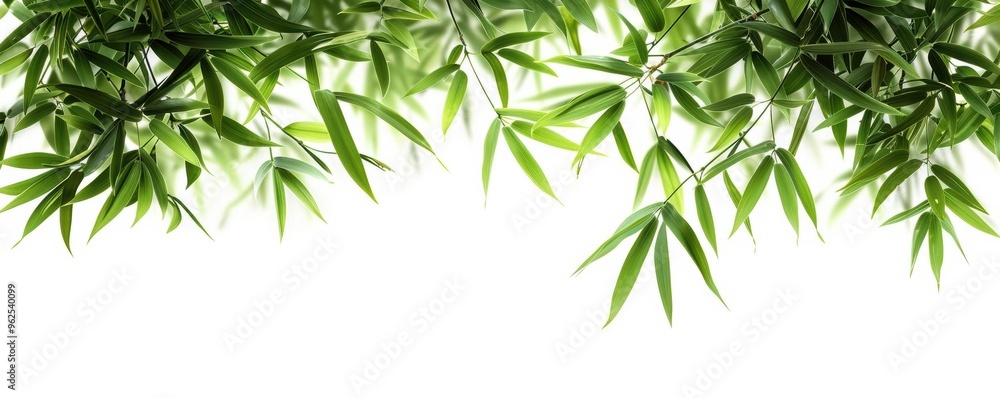 Obraz premium Bamboo Leaf, tropical plant, flat design, fresh green, isolated on white background
