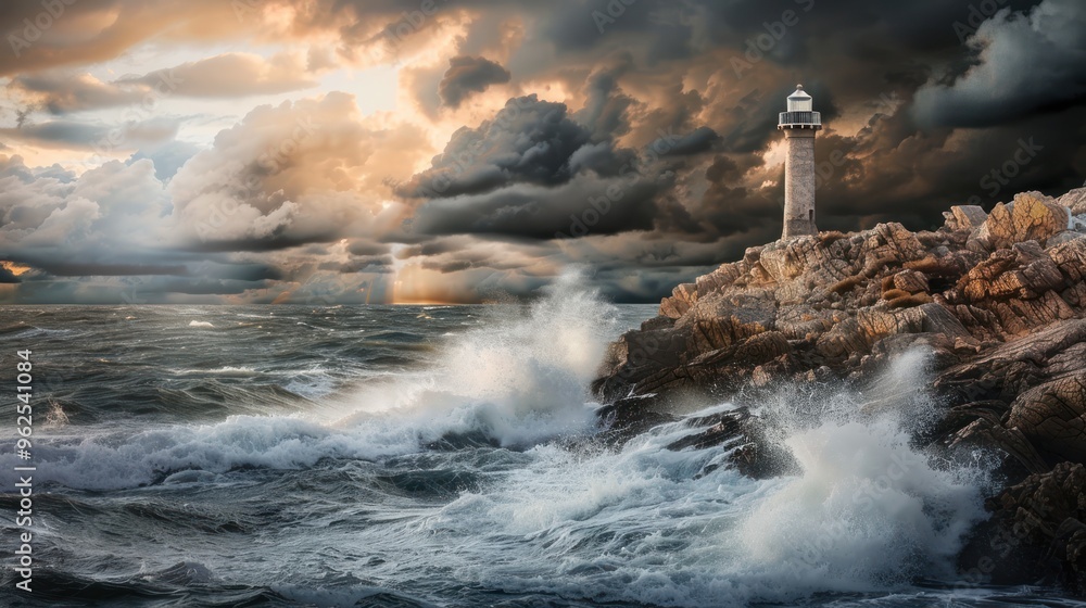 Lighthouse in Stormy Seas Lighthouse in Stormy Seas