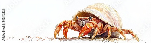 Close-up of a hermit crab with a shell, showcasing its unique textures and colors, perfect for nature and marine life themes. photo