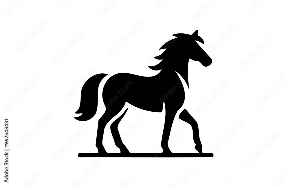 a horse icon of silhouette vector design in white background a horse icon of silhouette vector design in white background