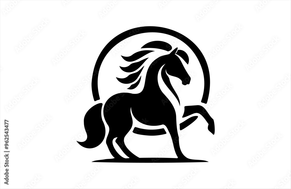 a horse icon of silhouette vector design in white background a horse icon of silhouette vector design in white background