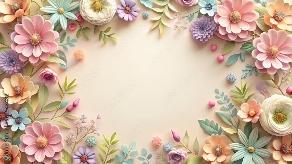 Beautiful frame with abstract flowers in pastel colors , pastel, abstract, flowers, elegant, design, delicate, beauty Beautiful frame with abstract flowers in pastel colors , pastel, abstract, flowers, elegant, design, delicate, beauty