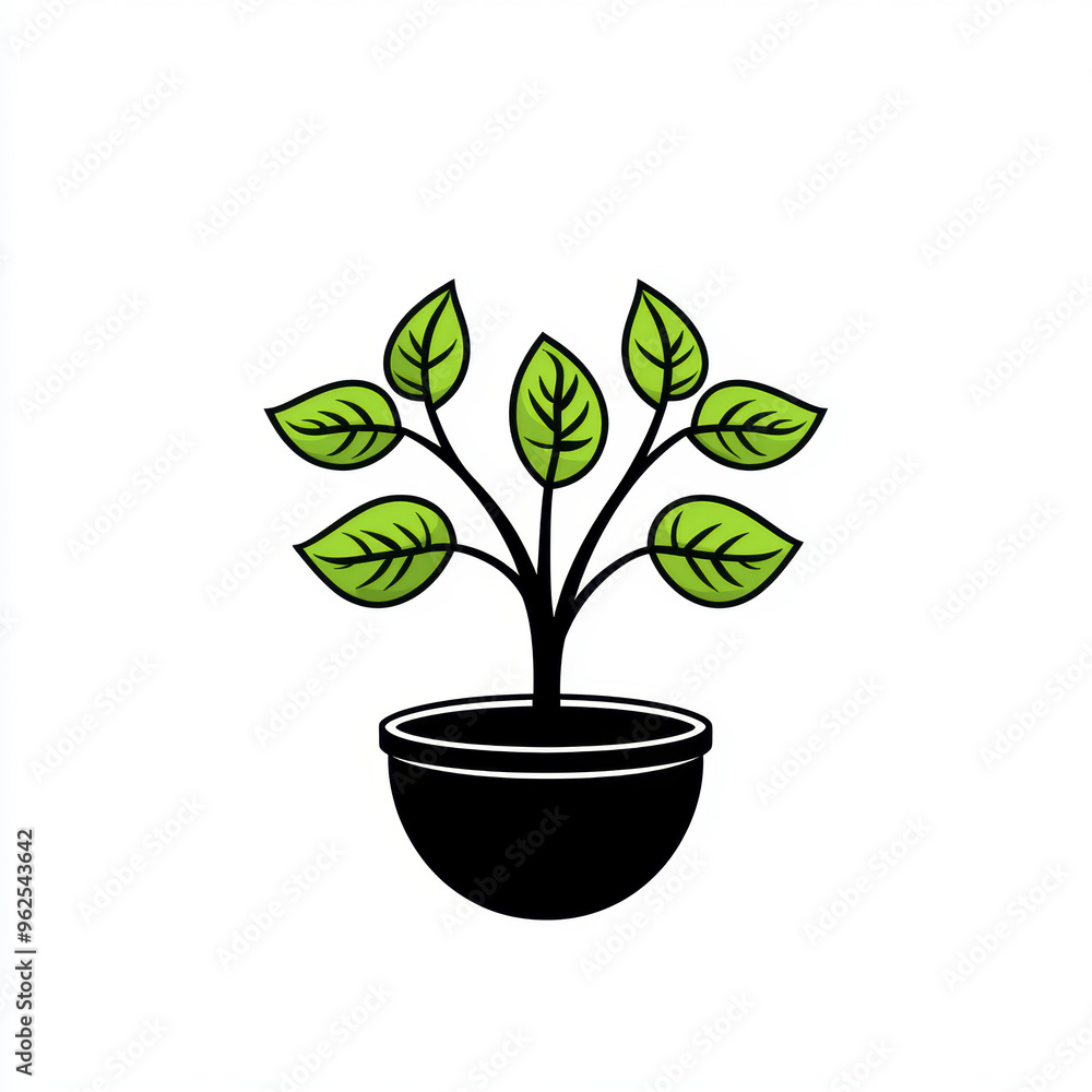 A minimalist line drawing of plant in pot, symbolizing growth and nature. A minimalist line drawing of plant in pot, symbolizing growth and nature.