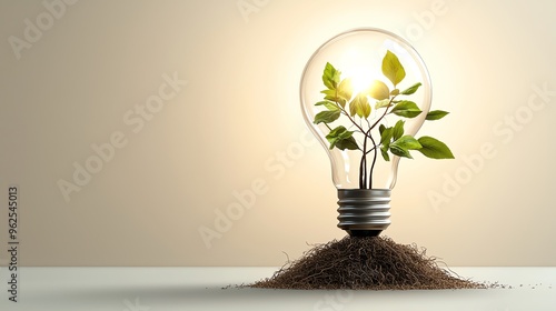 28 Light bulb with interconnected roots, deep insight and foundational growth, flat design illustration