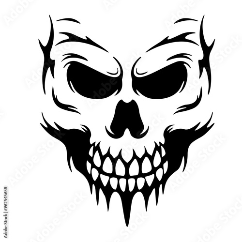 Skull Face | Human Skull Face | Skull | Human Skull Head | Horror Skull | Gothic | Skeleton Face | Halloween Skull | Original Illustration | Vector and Clipart | Cutfile and Stencil