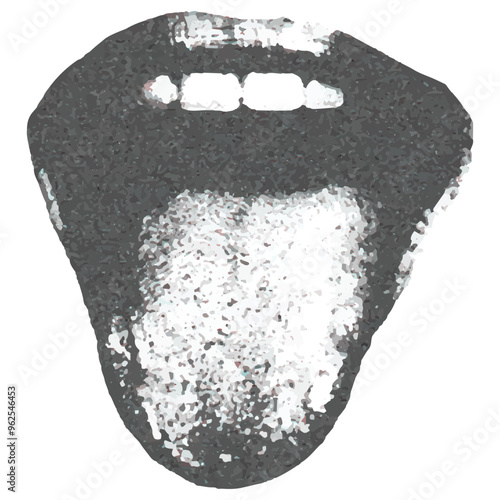 woman lips as retro halftone collage elements for mixed media design. Mouth in scream in halftone texture, dotted pop art style. Vector illustration of vintage grunge.