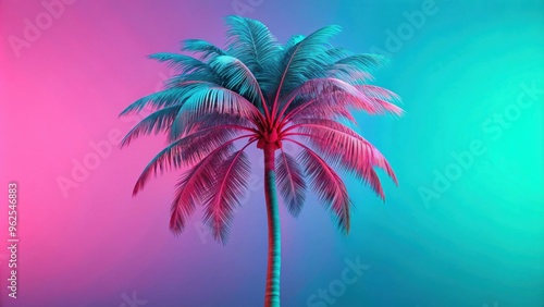 Stylish vaporwave palm tree in neon pink and turquoise, vaporwave, palm tree, neon, pink, turquoise, retro, stylish, vibrant